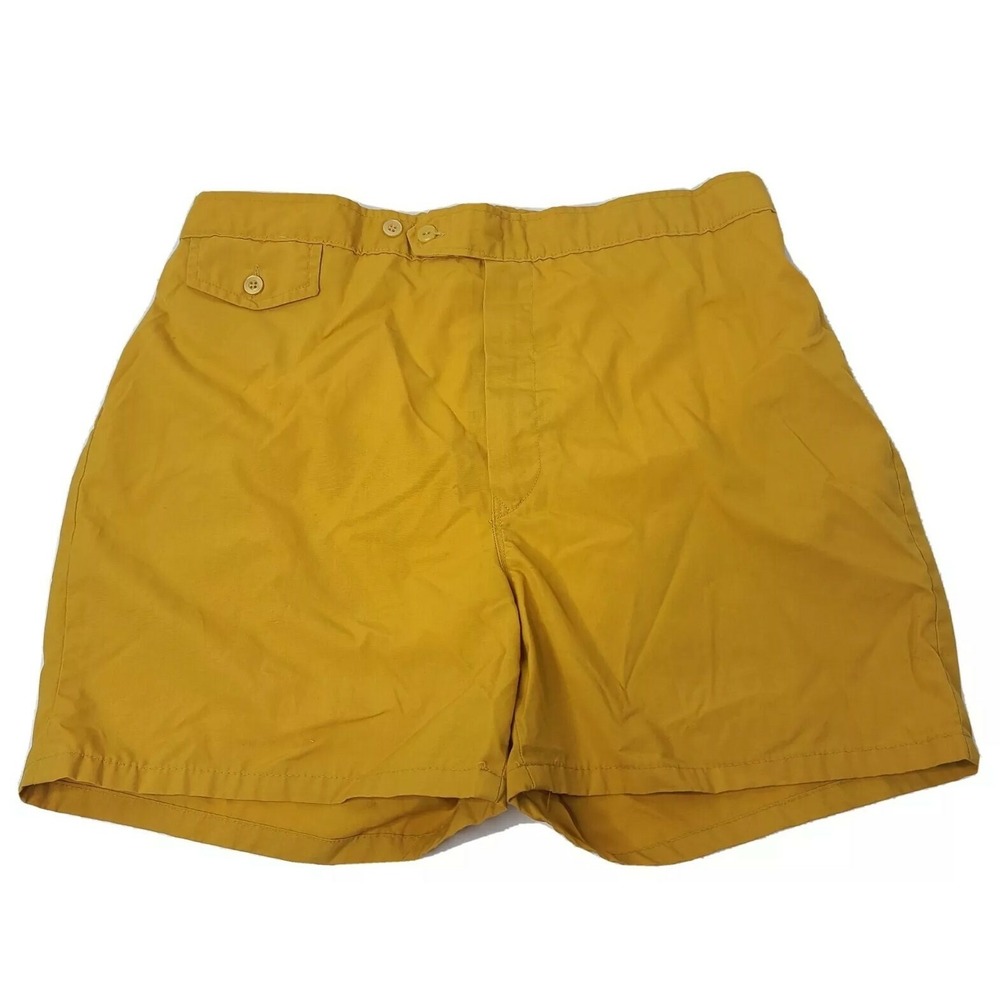 Jantzen Vintage Lined Shorts Size 38 Pool Beach Yellow Elastic Waist Made in USA